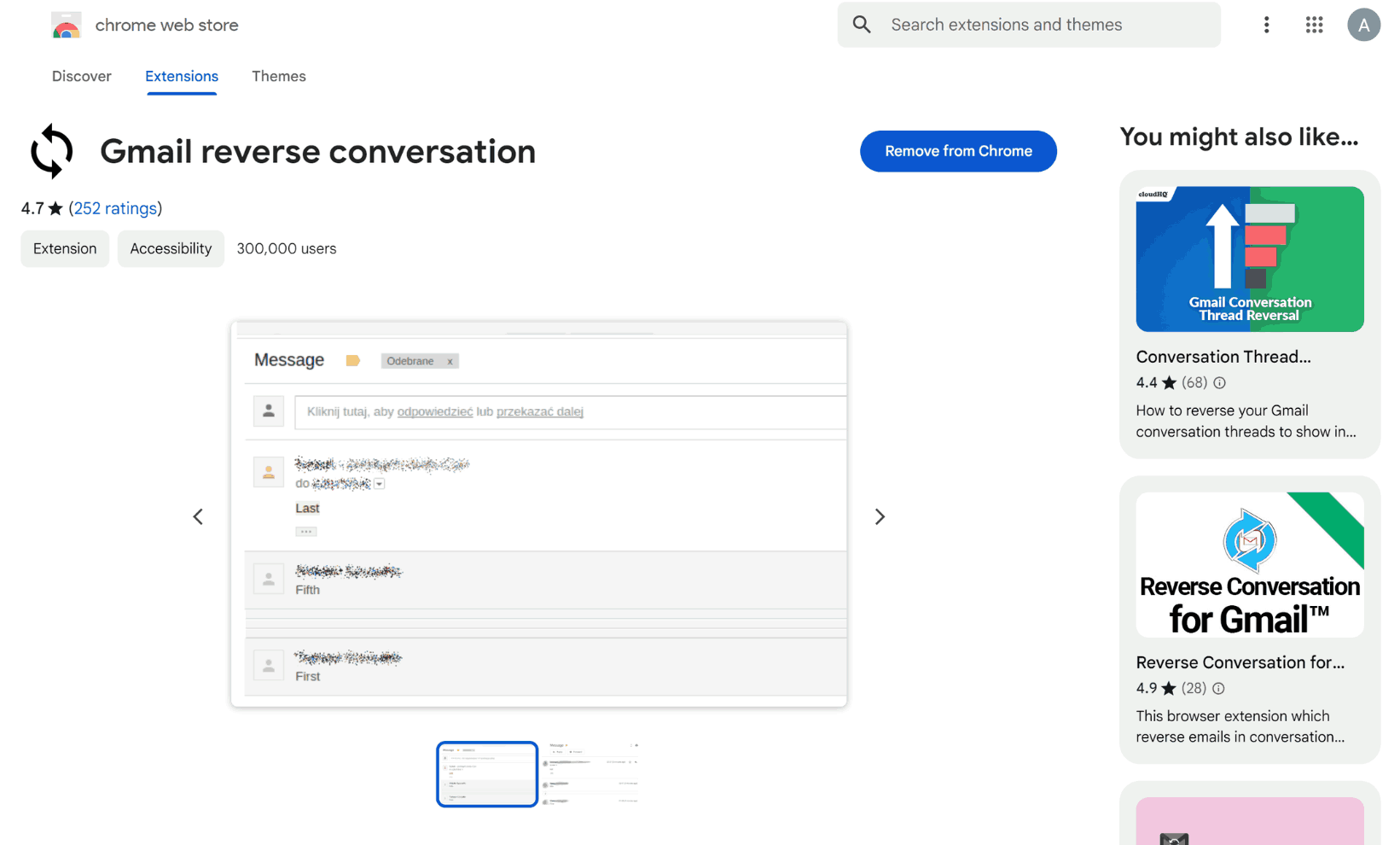 Gmail reverse conversation