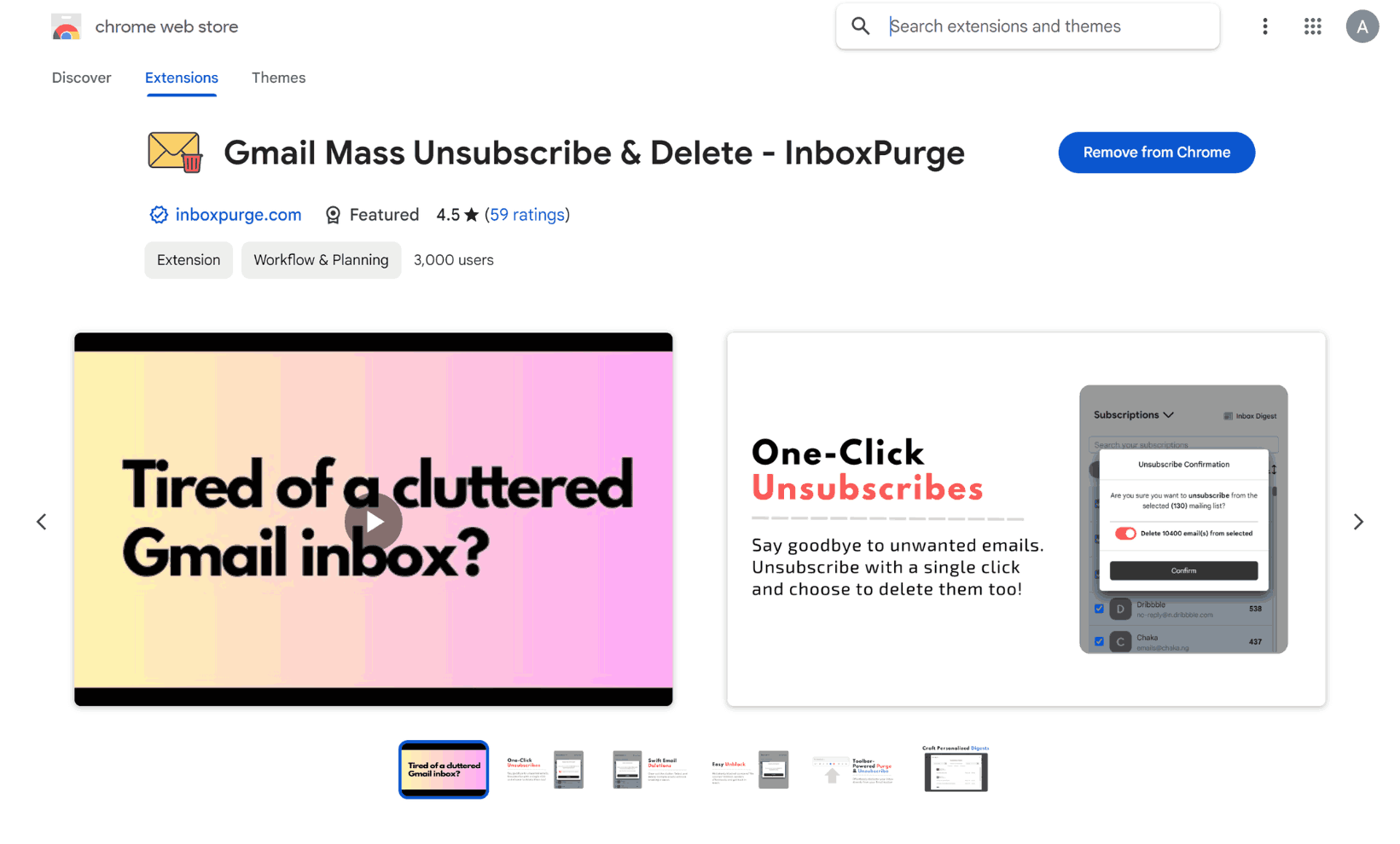 InboxPurge Chrome extension